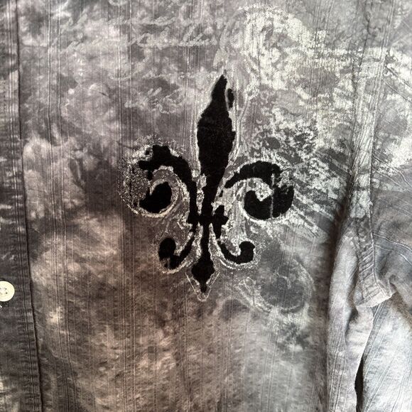 Eighty Eight Shirt Mens Black Medium Long Sleeve Button Affliction Biker Punk - Picture 4 of 6